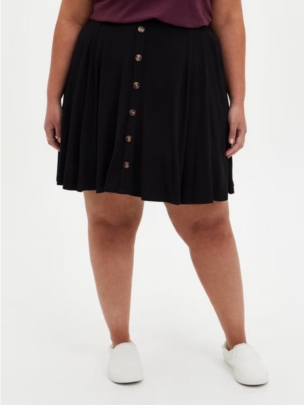 Torrid Super Soft Knits Black Button-Front Skater Skirt Size 1 / 1X
